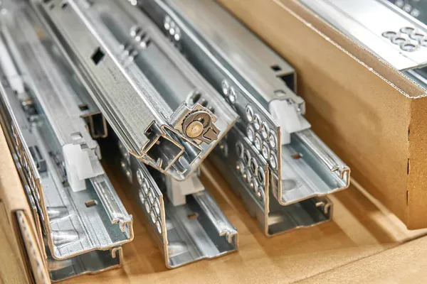 Drawer System Slide Folded Cardboard Box Production Workshop Extreme Closeup — Stock Photo, Image