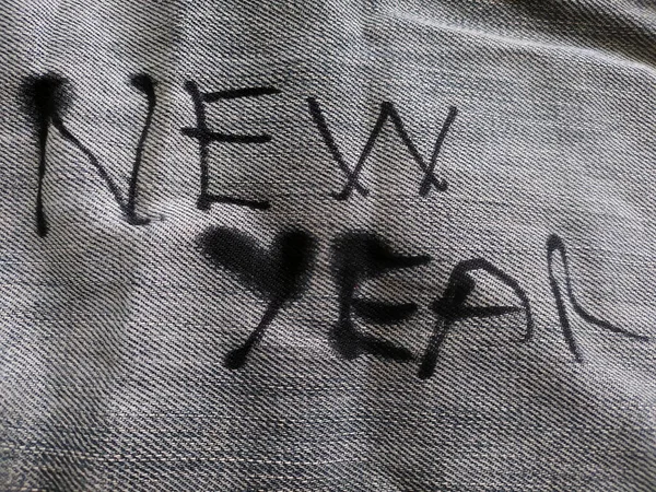 Writing New Year Ink Jean — Stock Photo, Image