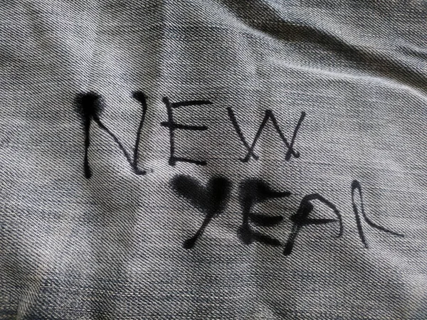 Writing New Year Ink Jean — Zdjęcie stockowe