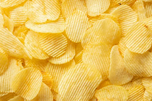 Batata Dourada Crocante Chips Snack Textura Fundo — Fotografia de Stock