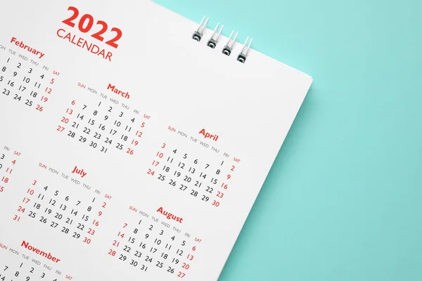 2022 Calendar Page Blue Background Business Planning Appointment Concept — 스톡 사진