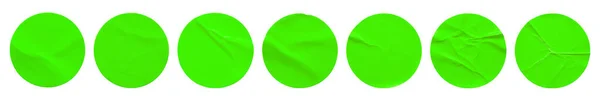 Zielony Okrągły Papier Naklejki Zestaw Etykiet Izolowane Białym Tle — Zdjęcie stockowe