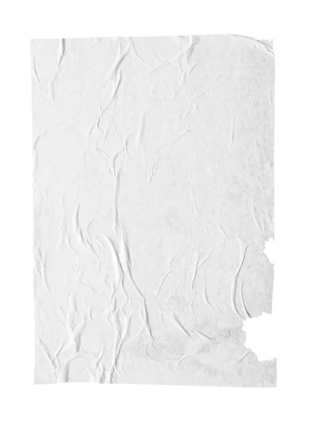 Κενό Λευκό Τσαλακωμένο Και Τσαλακωμένο Χαρτί Αφίσας Υφή Απομονωμένη Λευκό — Φωτογραφία Αρχείου