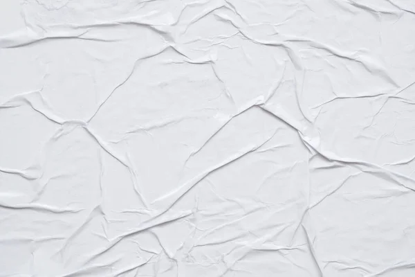 Boş Beyaz Buruşmuş Buruşmuş Kağıt Poster Dokusu Arka Planı — Stok fotoğraf