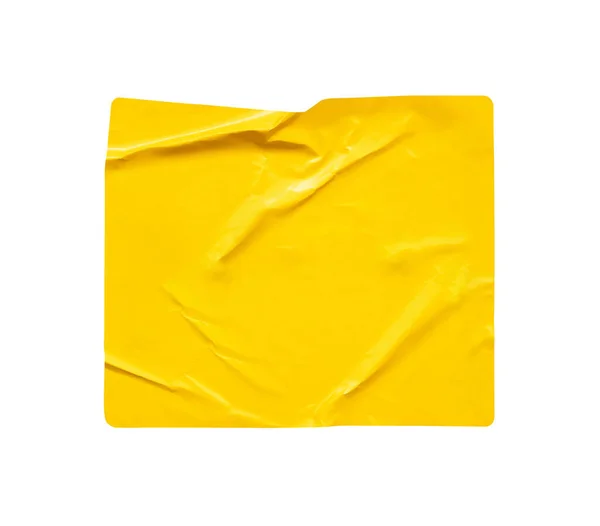 Etiqueta Adesiva Papel Amarelo Branco Isolada Fundo Branco — Fotografia de Stock