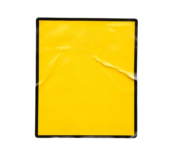 Blank Warning Sign Yellow Color Black Frame Sticker Isolated White — Stock Photo, Image