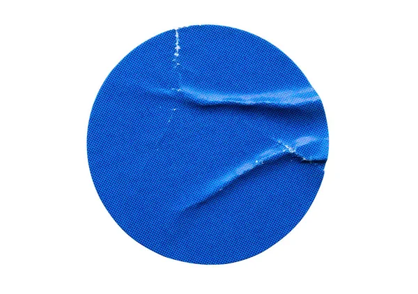 Beyaz Arkaplanda Boş Mavi Yuvarlak Yapıştırıcı Etiketi Izole Edildi — Stok fotoğraf