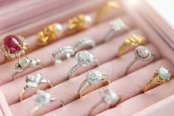 Sieraden Diamanten Ringen Doos — Stockfoto