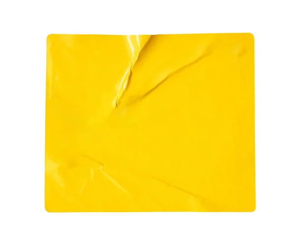 Κενό Κίτρινο Αυτοκόλλητο Χαρτί Ετικέτα Απομονώνονται Λευκό Φόντο — Φωτογραφία Αρχείου