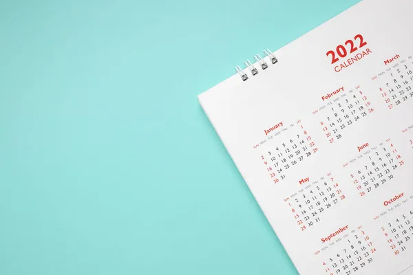 2022 Página Calendário Azul Fundo Planejamento Negócios Nomeação Reunião Conceito — Fotografia de Stock