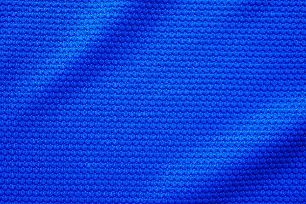 Azul Futebol Jersey Vestuário Tecido Textura Esportes Desgaste Fundo Close — Fotografia de Stock