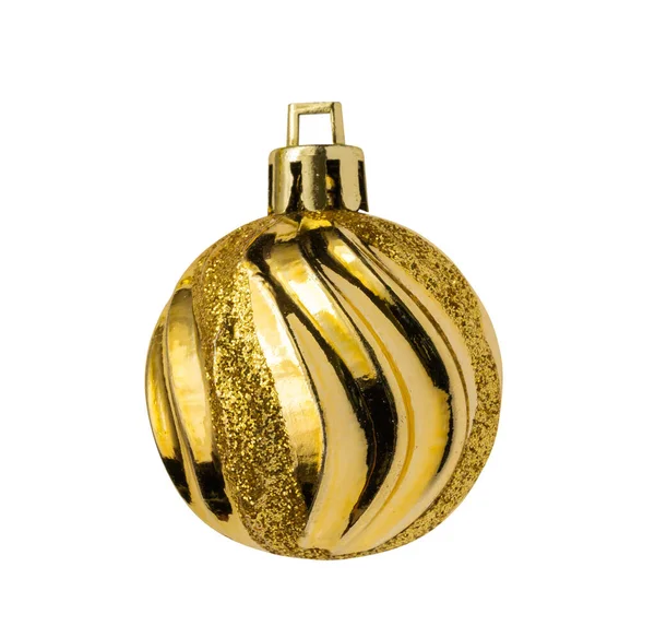 白い背景に隔離された黄金のクリスマスボール — ストック写真