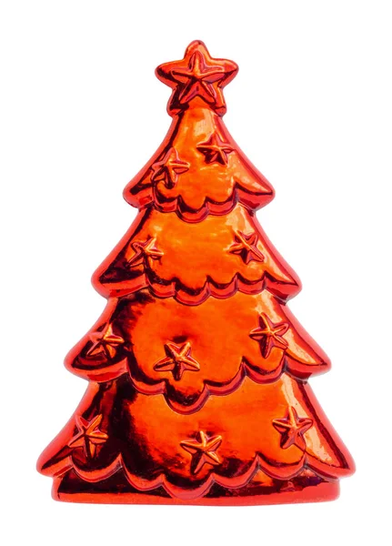 白い背景に隔離された赤いクリスマスツリーの飾りの天井 — ストック写真
