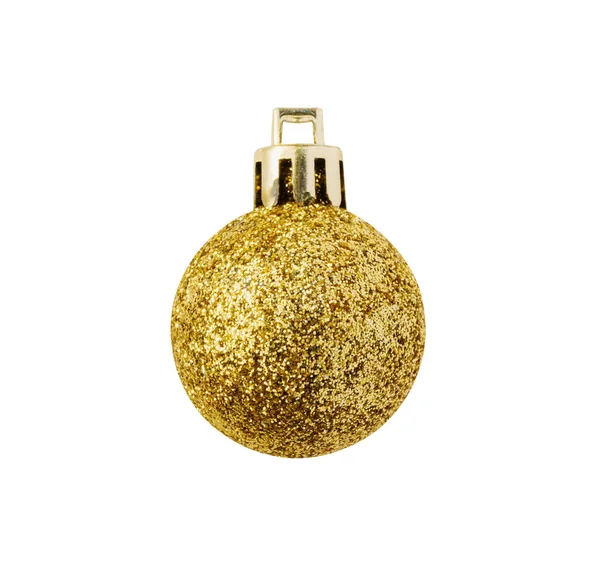 Golden Christmas Bal Geïsoleerd Witte Achtergrond — Stockfoto