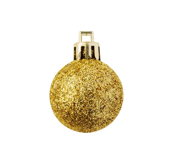 Bola Natal Dourado Isolado Fundo Branco — Fotografia de Stock