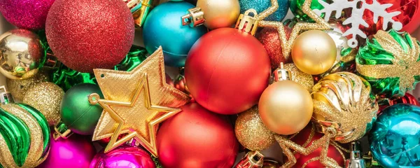 Kerstbal Kerstballen Ornament Nieuwjaar Banner Achtergrond — Stockfoto