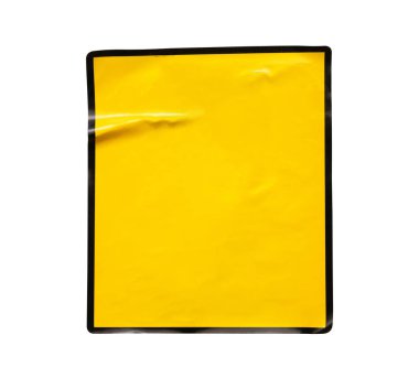 Beyaz zemin üzerinde siyah çerçeve etiketi olan boş uyarı işareti sarı rengi