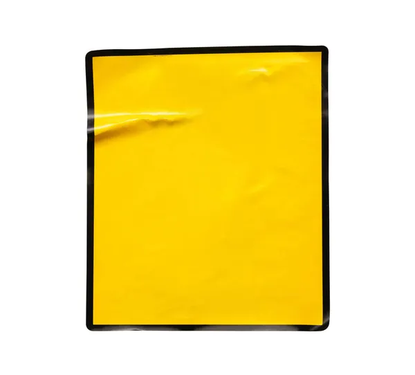 Чистый Предупреждающий Знак Желтого Цвета Черной Рамкой Наклейка Изолированы Белом — стоковое фото
