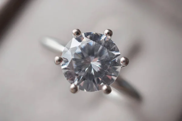 Diamond Ring Smycken Presentförpackning Närbild Bakgrund — Stockfoto