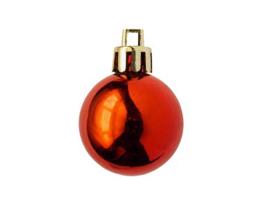 Kırmızı Noel topu beyaz arkaplanda izole edilmiş