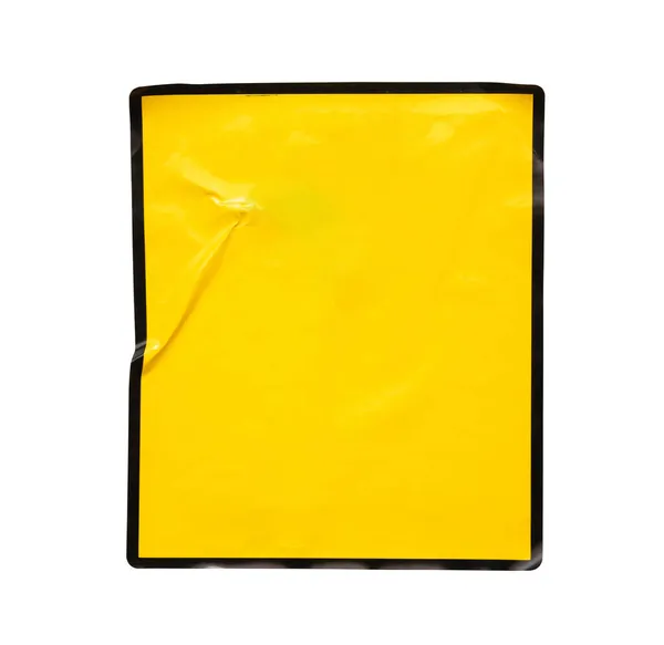 Чистый Предупреждающий Знак Желтого Цвета Черной Рамкой Наклейка Изолированы Белом — стоковое фото