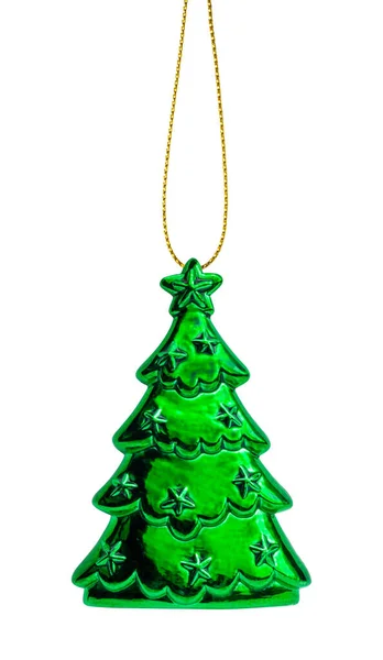 Groene Kerstboom Ornament Bauble Geïsoleerd Witte Achtergrond — Stockfoto