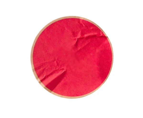 Pusty Czerwony Okrągły Klej Etykieta Naklejki Papierowej Izolowane Białym Tle — Zdjęcie stockowe