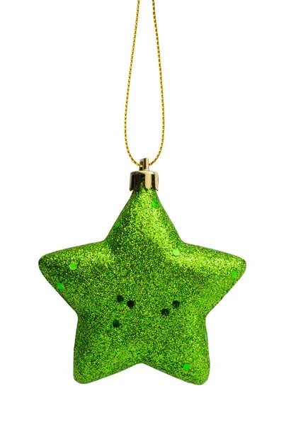 Groene Kerstster Ornament Bauble Geïsoleerd Witte Achtergrond — Stockfoto