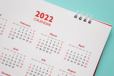 2022 takvim sayfası mavi arka plan iş planlama randevu toplantısı kavramı