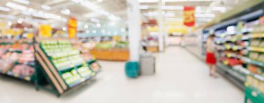 süpermarket bakkal iç koridoru soyut bulanık arkaplan