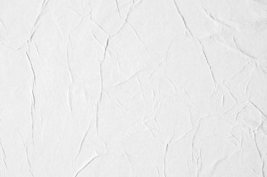 beyaz buruşmuş ve buruşmuş kağıt poster dokusu arkaplanı