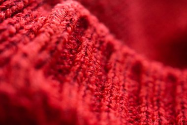 Kapalı kırmızı örgü yün kumaş dokusu arkaplanı