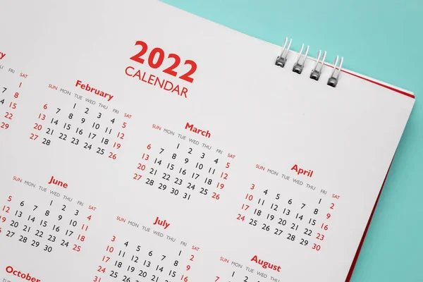 2022 Página Calendário Azul Fundo Planejamento Negócios Nomeação Reunião Conceito — Fotografia de Stock