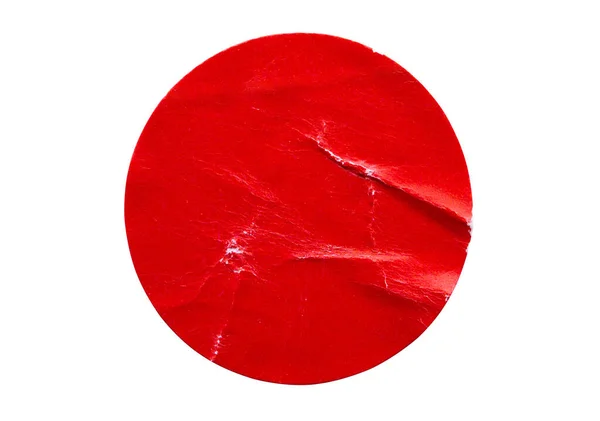 Etiqueta Adesiva Papel Adesivo Redonda Vermelha Branco Isolada Fundo Branco — Fotografia de Stock