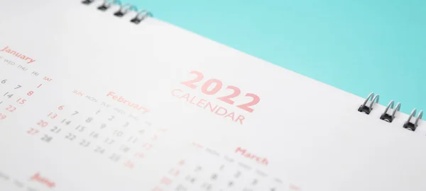 2022 Calendar Page Blue Background Business Planning Appointment Concept — 스톡 사진