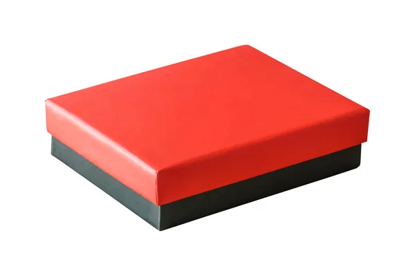 Макет Красный Черный Ящик Изолированы Белом Фоне — стоковое фото