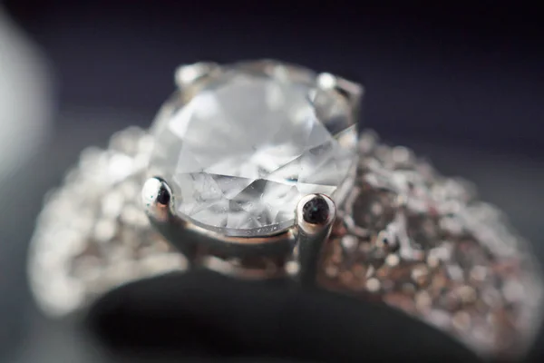Anel Diamante Caixa Presente Jóias Fechar Fundo — Fotografia de Stock