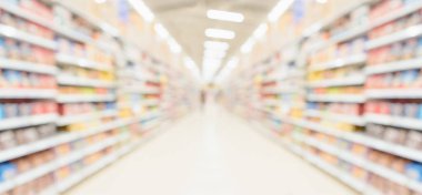 süpermarket koridorunun iç kısmı soyut bulanık arkaplan