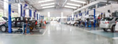 Araç servis merkezi oto tamir atölyesi bulanık panoramik arkaplan