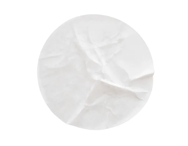 Κενό Λευκό Στρογγυλό Αυτοκόλλητο Χαρτί Ετικέτα Απομονώνονται Λευκό Φόντο — Φωτογραφία Αρχείου