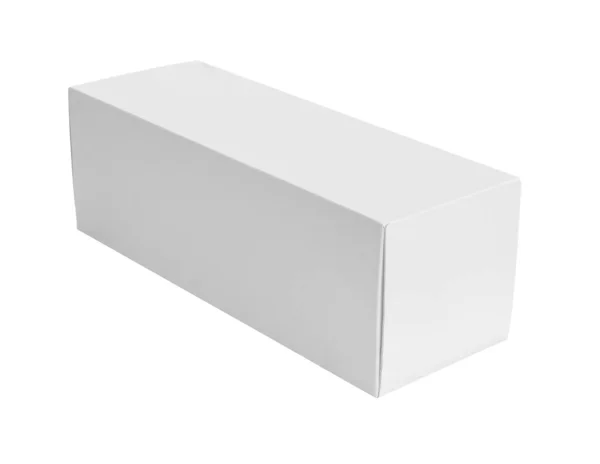 Beyaz Arkaplanda Izole Edilmiş Beyaz Uzun Şekil Ürün Paketleme Kutusu — Stok fotoğraf