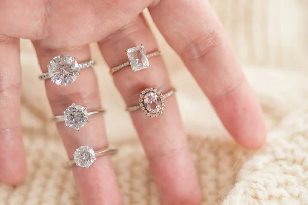 Female hand with beautiful jewelry diamond ring