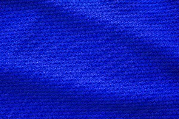 Blauw Voetbal Jersey Kleding Stof Textuur Sport Slijtage Achtergrond Close — Stockfoto