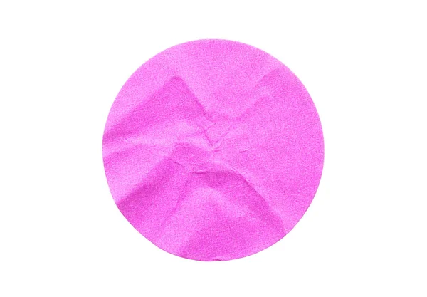 Пустой Розовый Круглый Клей Этикетка Бумаги Наклейка Изолированы Белом Фоне — стоковое фото