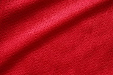 Kırmızı spor giysileri futbol gömleği forma deseni yakın çekim