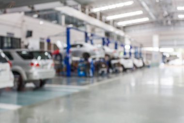 Araç servis merkezi oto tamir atölyesi bulanık arkaplan