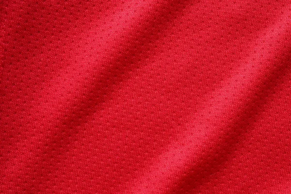 Red Sports Clothing Fabric Football Shirt Jersey Texture Close — Stock Photo, Image