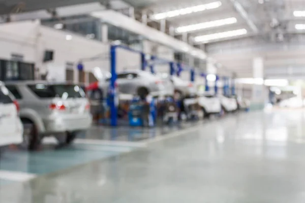 Taller Reparación Automóviles Centro Servicio Coches Fondo Borroso — Foto de Stock