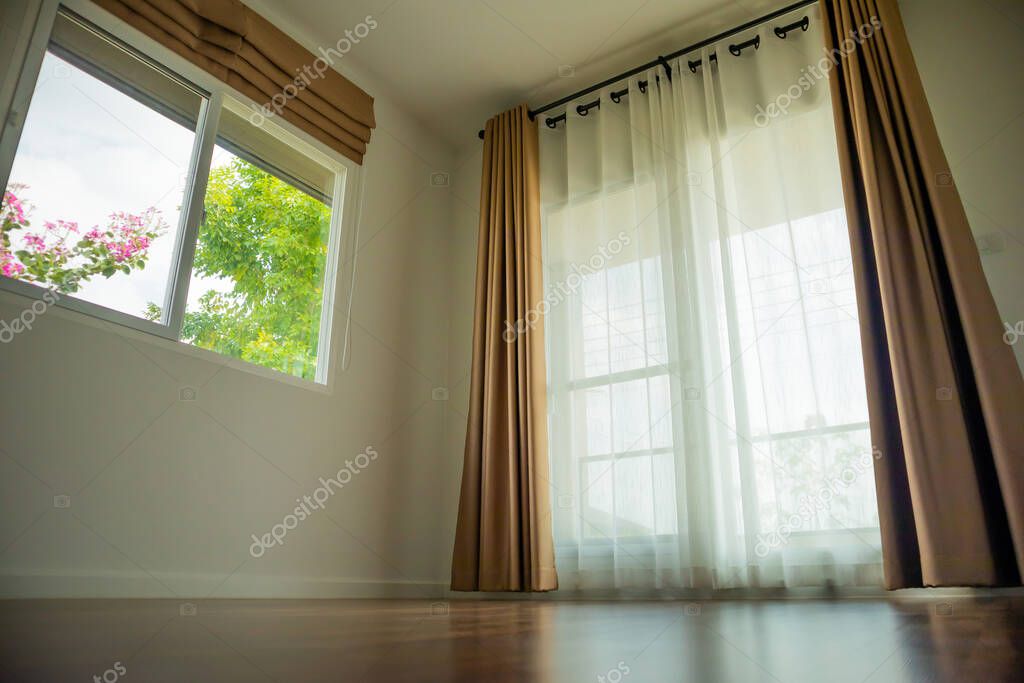 Curtain window interior decoration in living room
