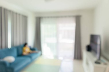 Oturma odasının içi soyut olarak bulanık ev arkaplanı